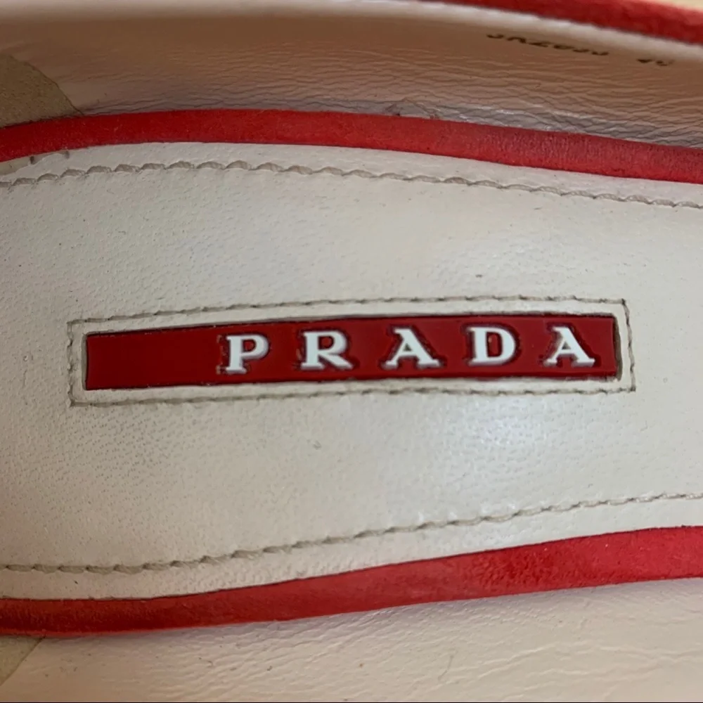 Prada Suede Open Toe Cork Wedge Pumps shoes 38 - Picture 14 of 16